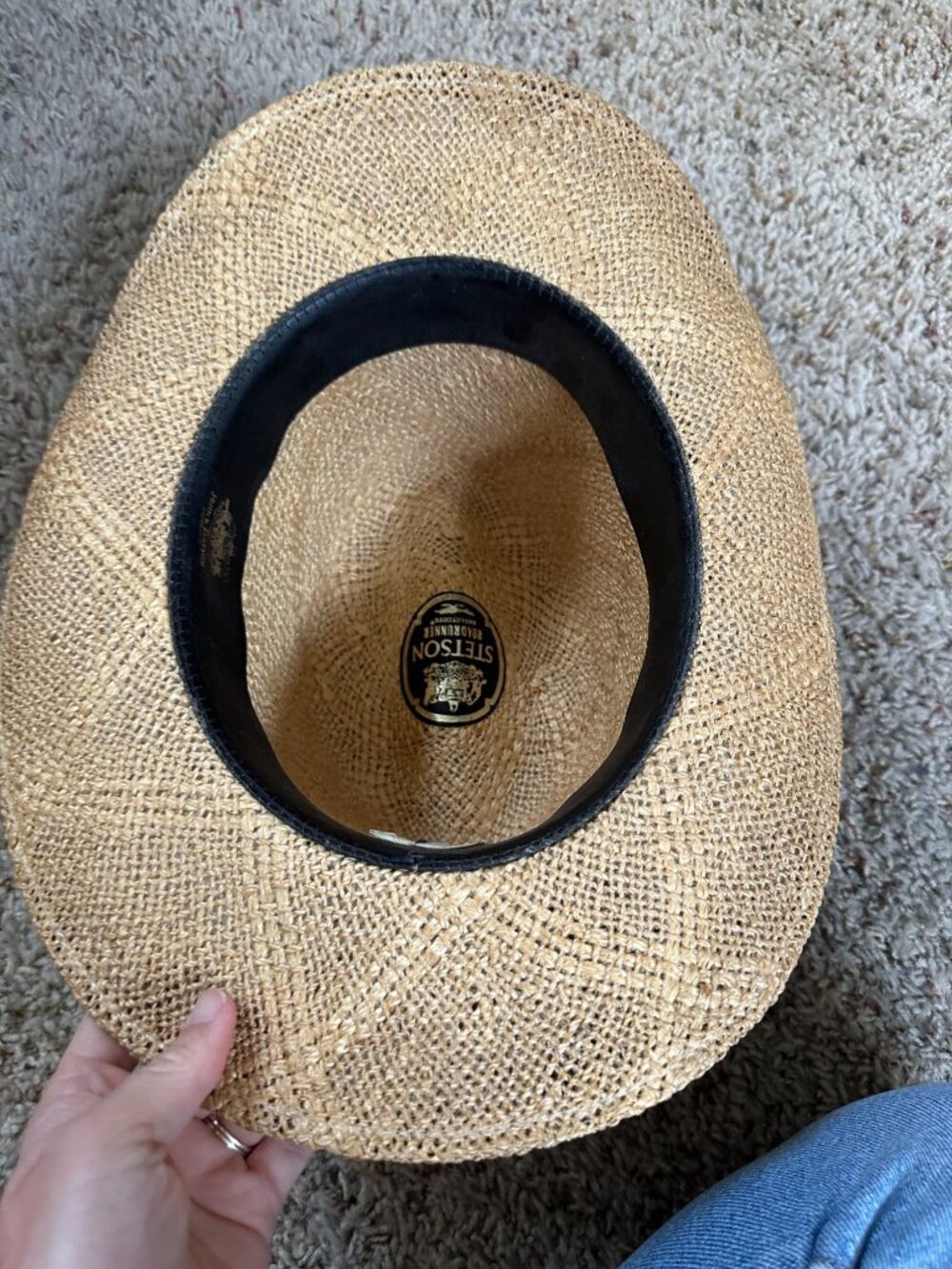 Stetson Roadrunner Straw Hat Western Style Hatband & Interior Band Brown 71/8 - Picture 4 of 7